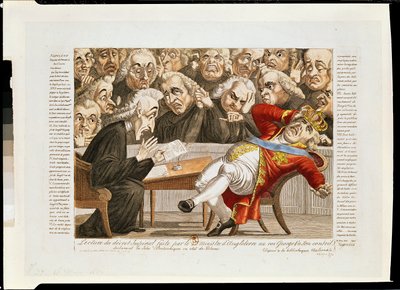 The English Minister Reading the Imperial Decree to George III Declaring that the British Isles are Subject to a Blockade, 21st November 1807 by French School